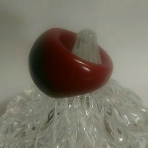 Vintage deep maroon dome lucite ring